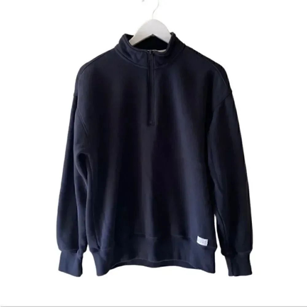 Hollister Black oversized zip up pullover unisex sweatshirt SZ M